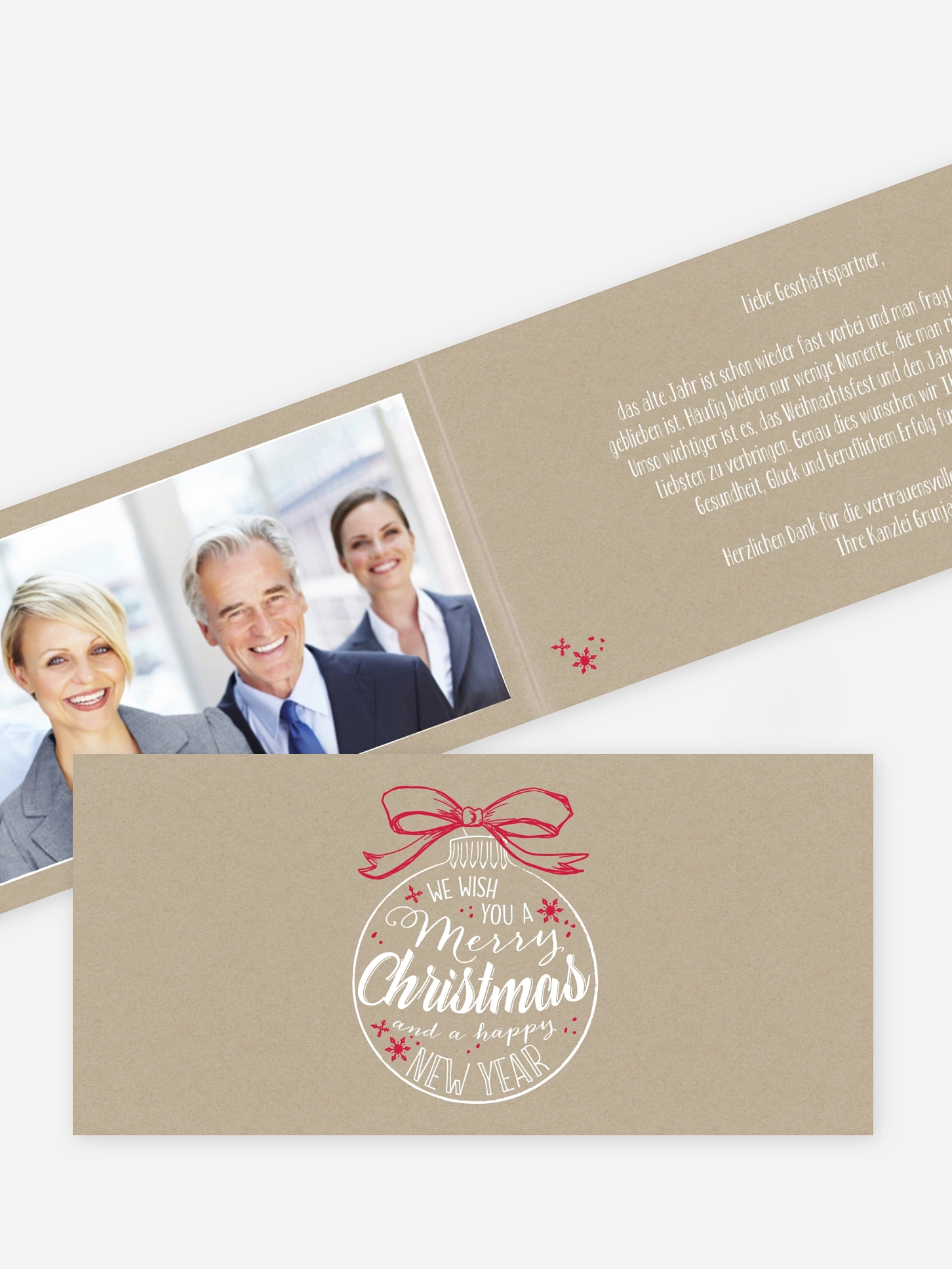 Geschäftliche Weihnachtskarte Christbaumkugel