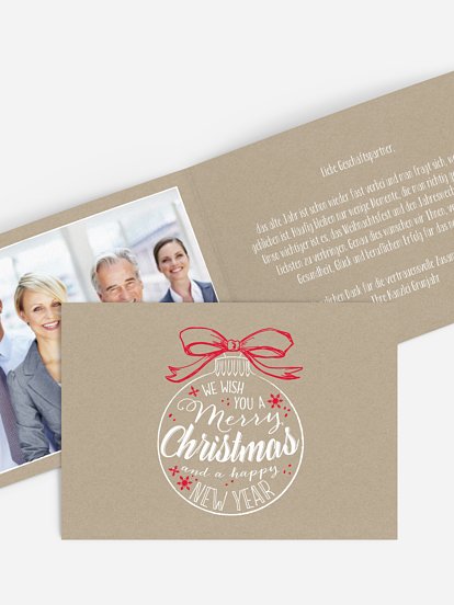 Geschäftliche Weihnachtskarte Christbaumkugel