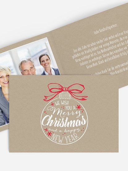 Geschäftliche Weihnachtskarte Christbaumkugel