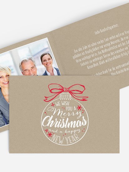 Geschäftliche Weihnachtskarte Christbaumkugel