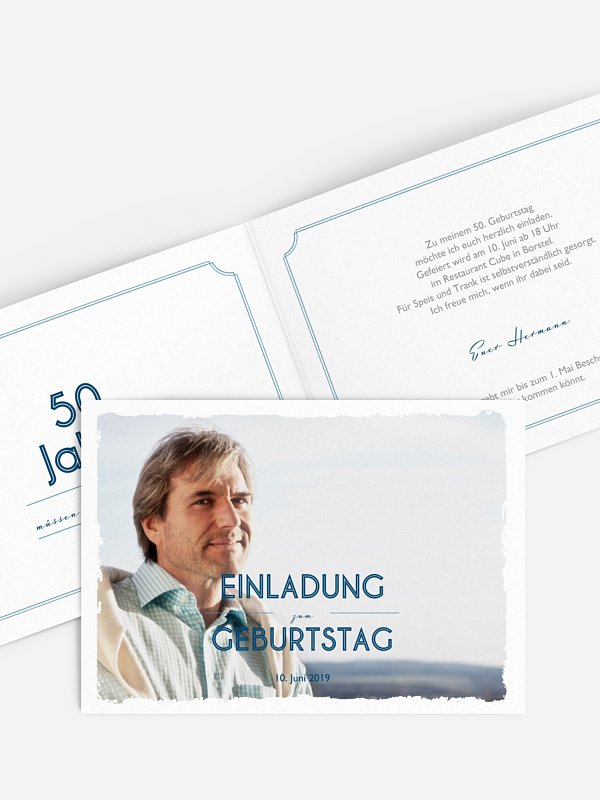 Einladung 50. Geburtstag Vintage Photo