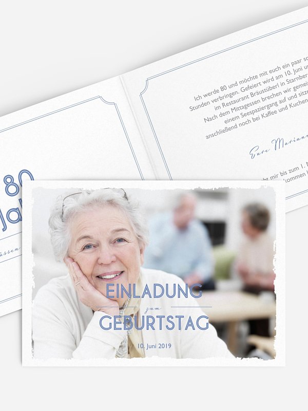 Einladung 80. Geburtstag Vintage Photo