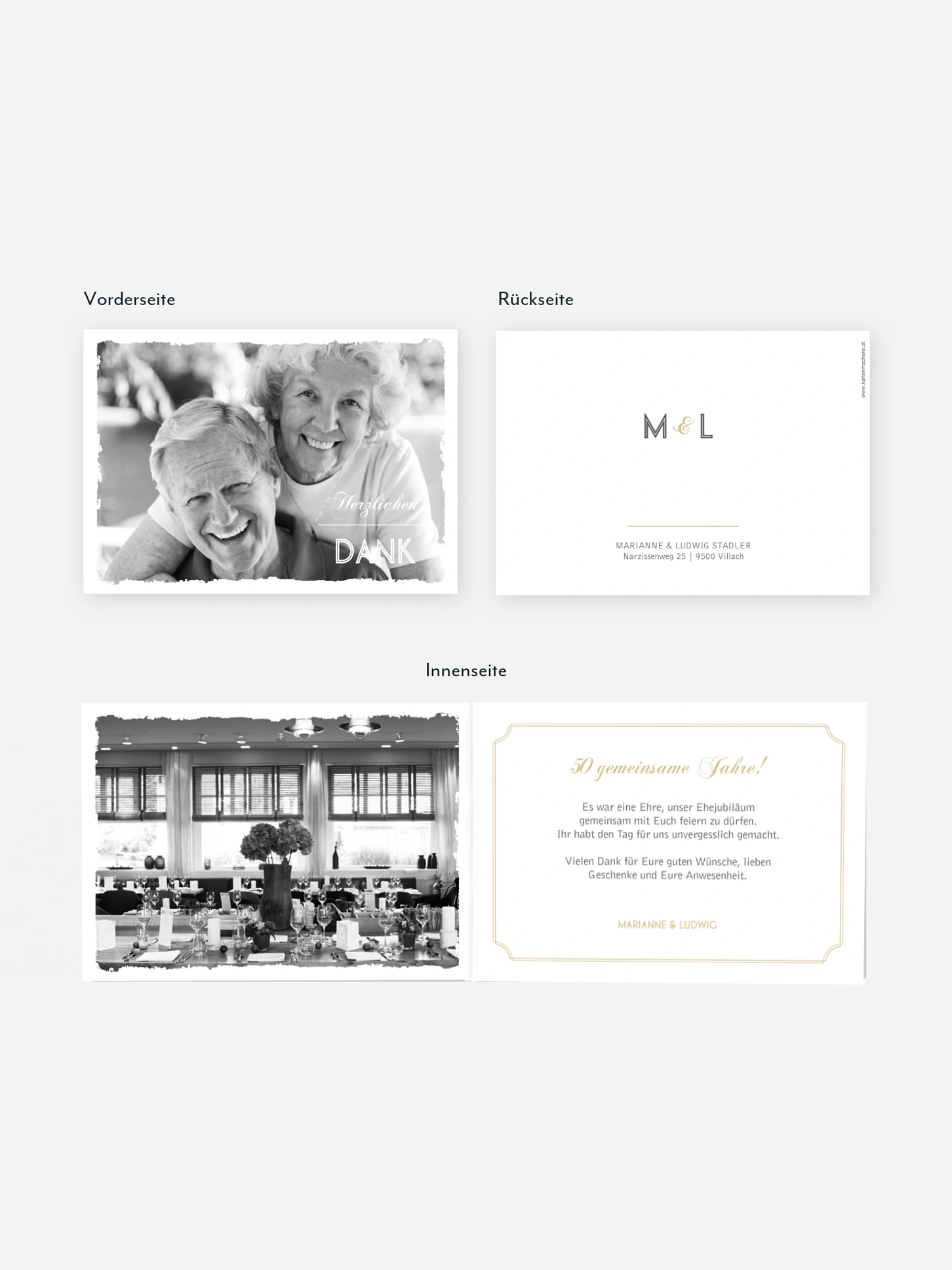 Danksagung zur Goldenen Hochzeit Vintage Photo