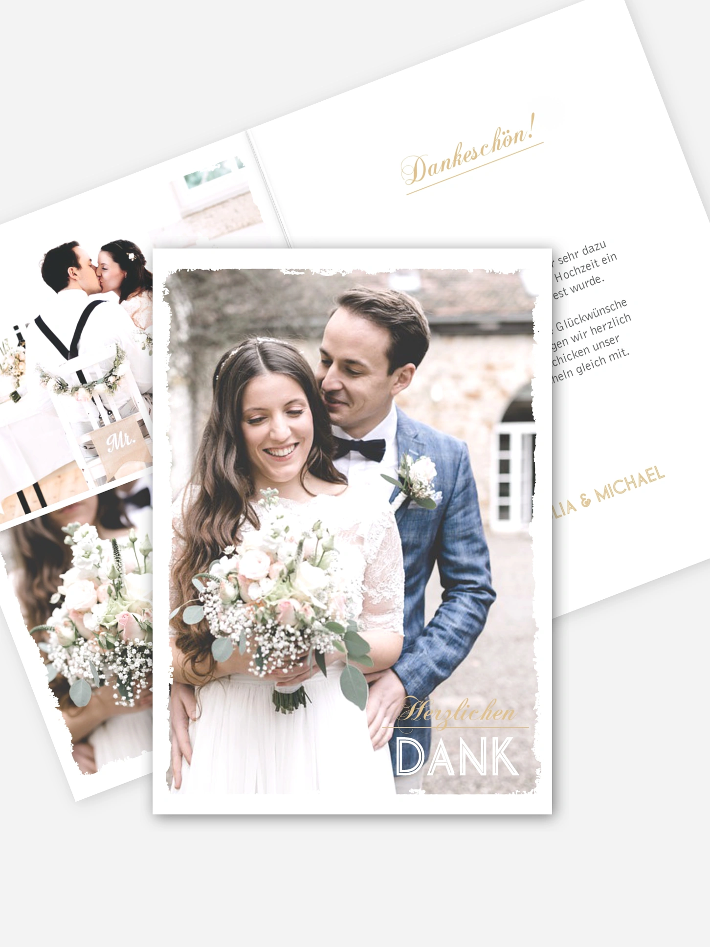 Dankeskarte Hochzeit Vintage Photo
