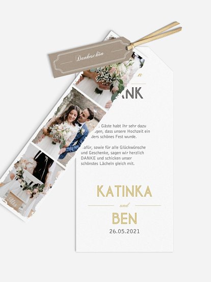 Dankeskarte Hochzeit Vintage Photo