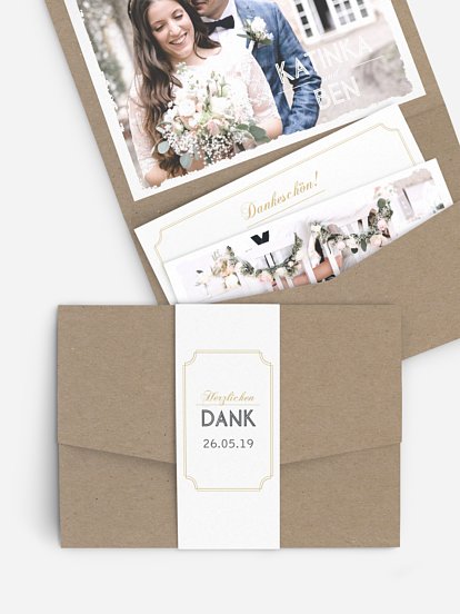 Dankeskarte Hochzeit Vintage Photo