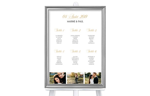Poster plan de table mariage Vintage Photo