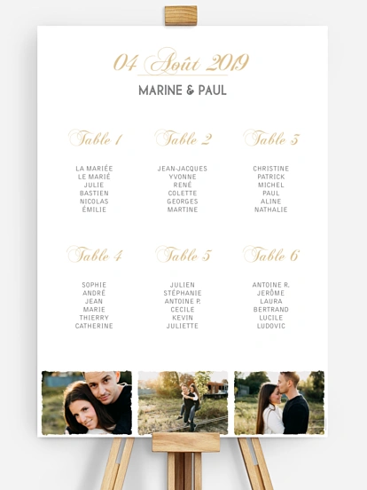 Poster plan de table mariage Vintage Photo