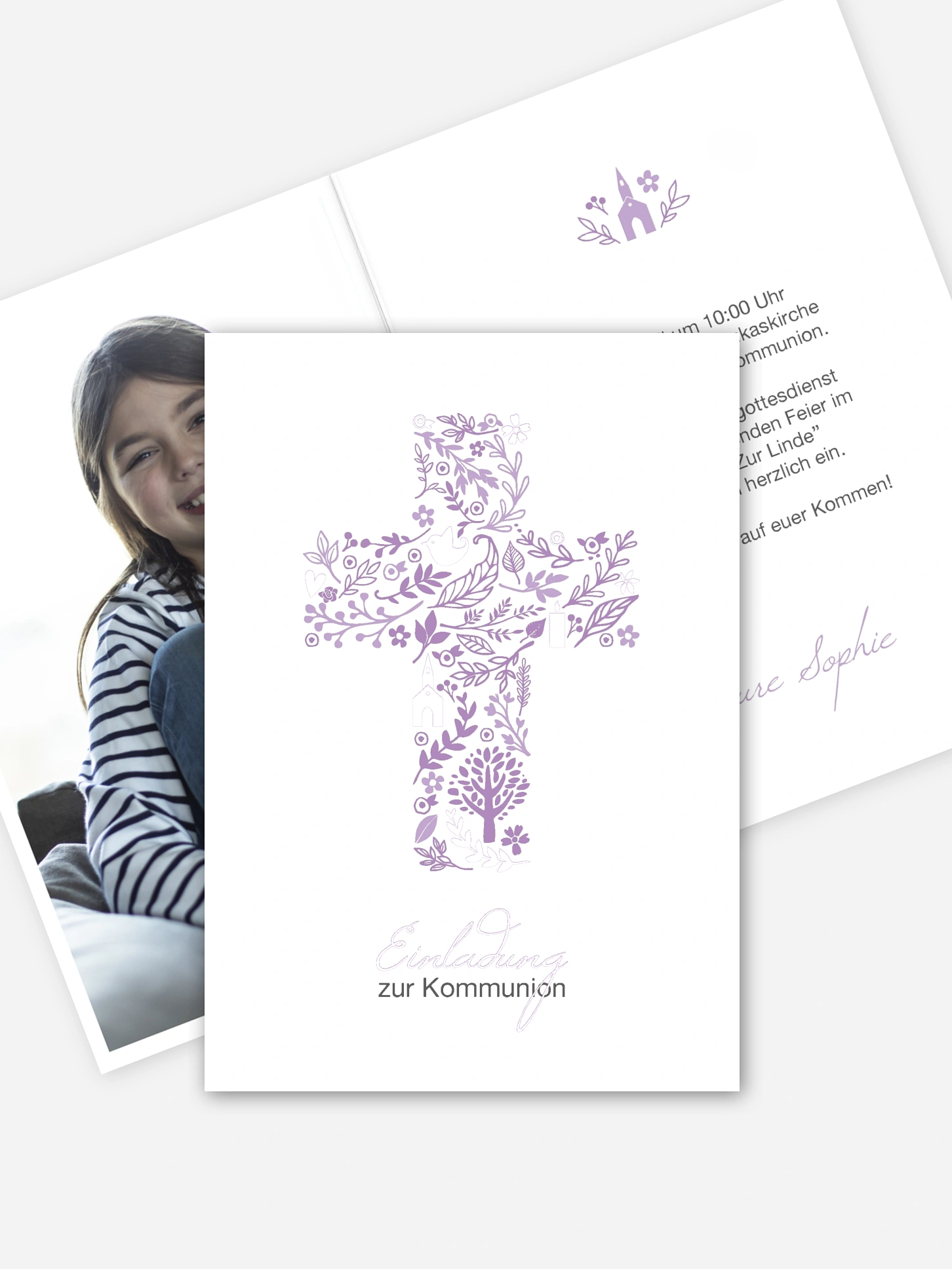 Kommunionseinladung Florale Botschaft