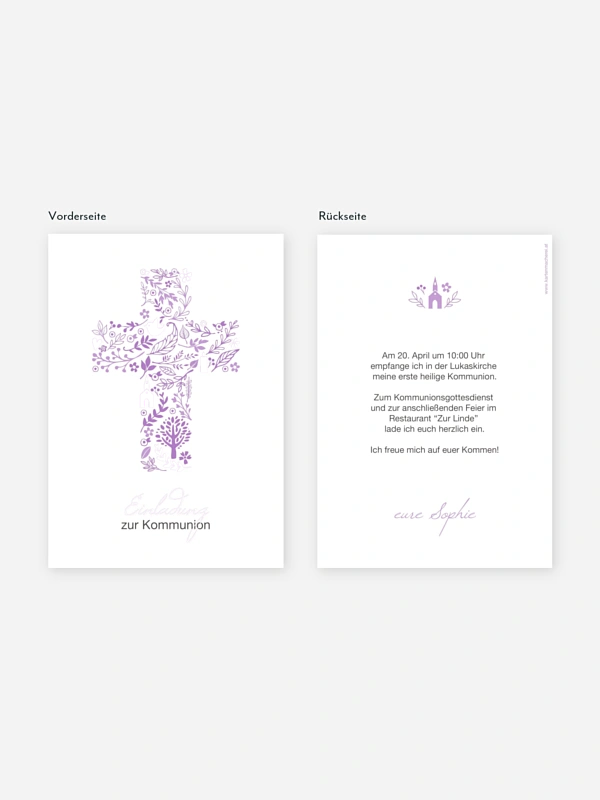 Kommunionseinladung Florale Botschaft