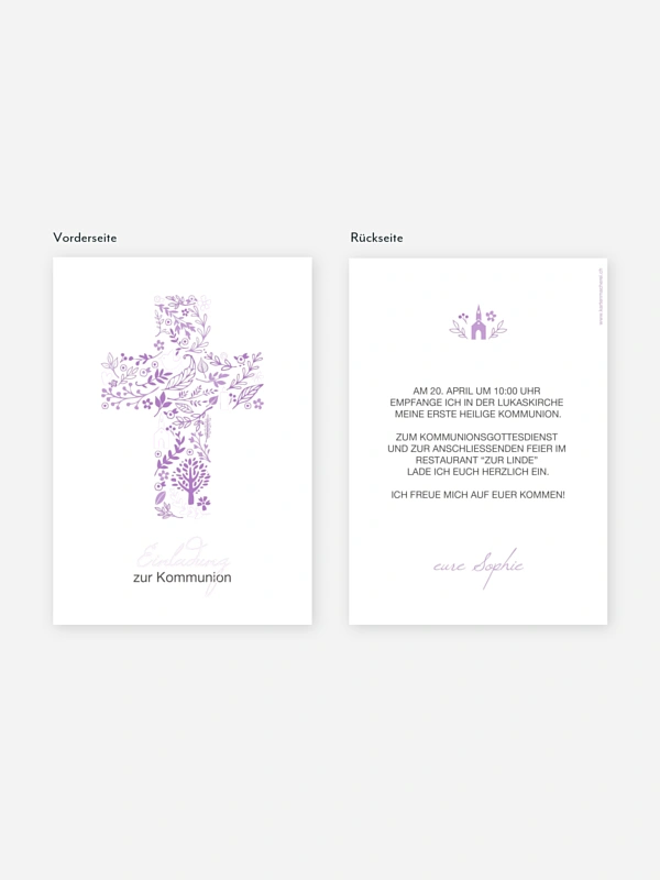 Kommunionseinladung Florale Botschaft