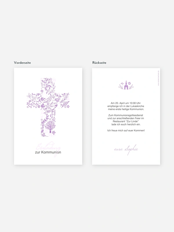 Kommunionseinladung Florale Botschaft