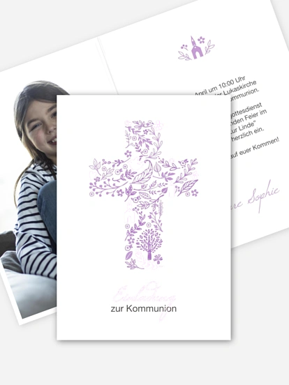 Kommunionseinladung Florale Botschaft