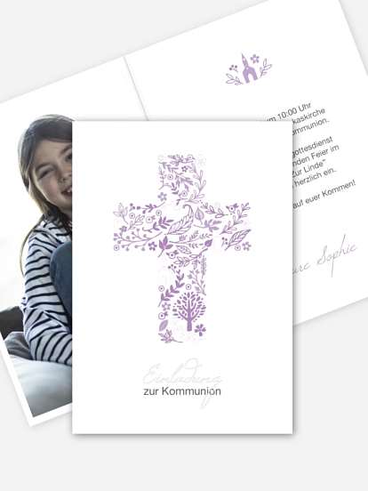 Kommunionseinladung Florale Botschaft