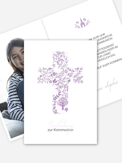 Kommunionseinladung Florale Botschaft