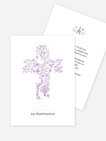 Kommunionseinladung Florale Botschaft