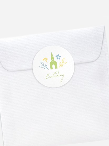 Aufkleber Kommunion Konfirmation Florale Botschaft