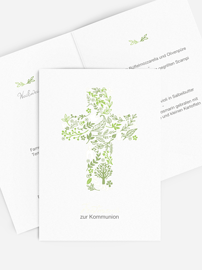 Menükarte Kommunion Florale Botschaft