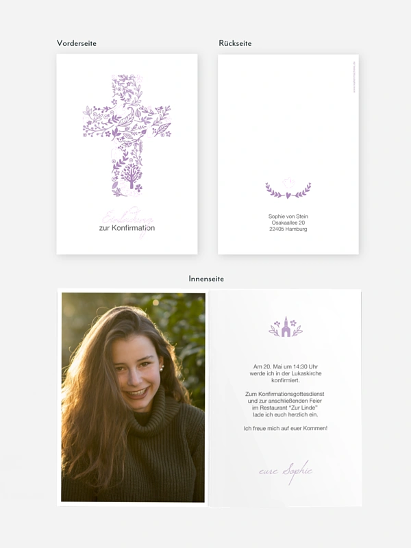 Konfirmationseinladung Florale Botschaft