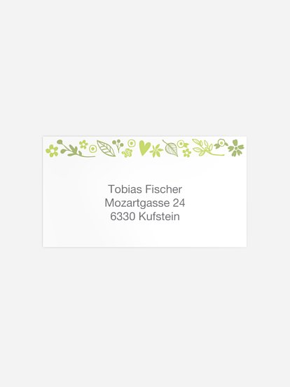 Empfängeraufkleber Konfirmation und Kommunion Florale Botschaft