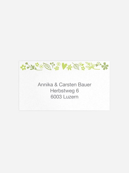 Empfängeraufkleber Konfirmation und Kommunion Florale Botschaft