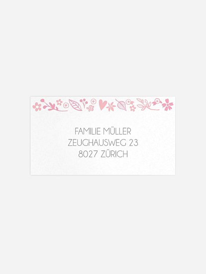 Empfängeraufkleber Taufe Florale Botschaft