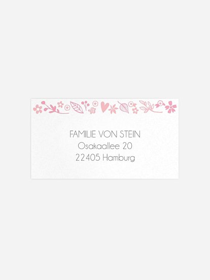 Empfängeraufkleber Taufe Florale Botschaft