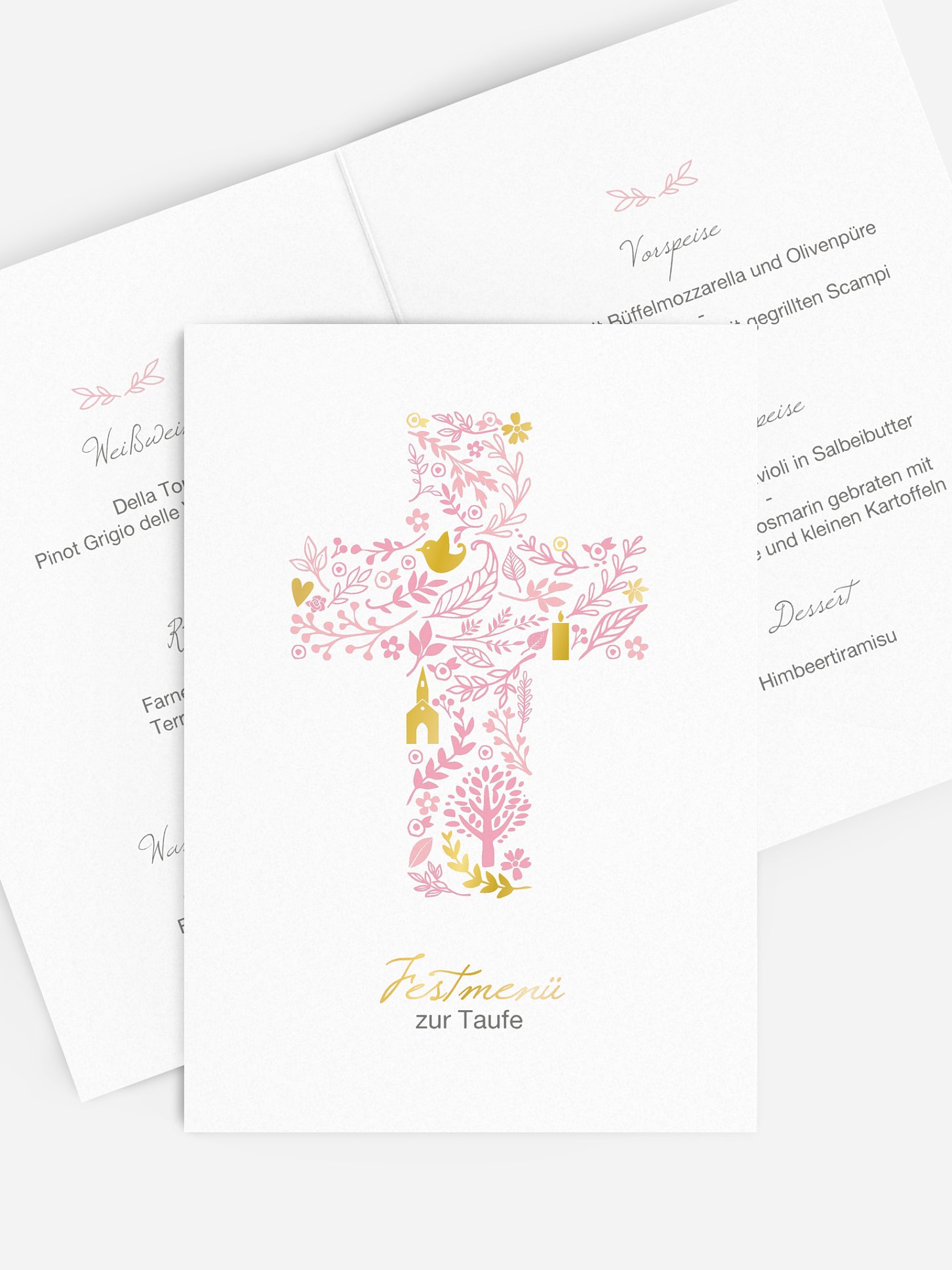 Menükarte Taufe Florale Botschaft