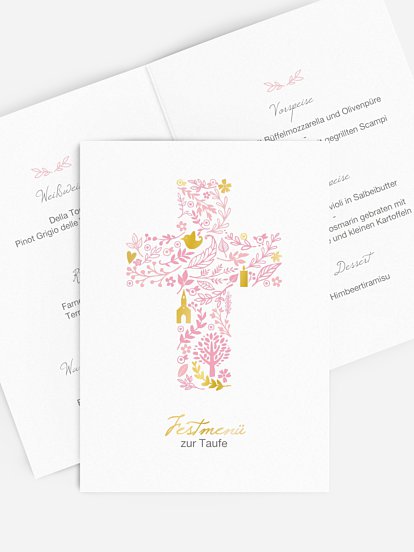 Menükarte Taufe Florale Botschaft
