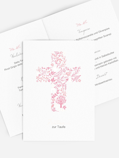 Menükarte Taufe Florale Botschaft