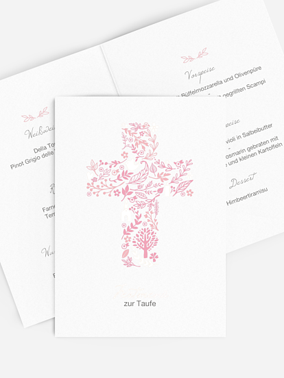 Menükarte Taufe Florale Botschaft