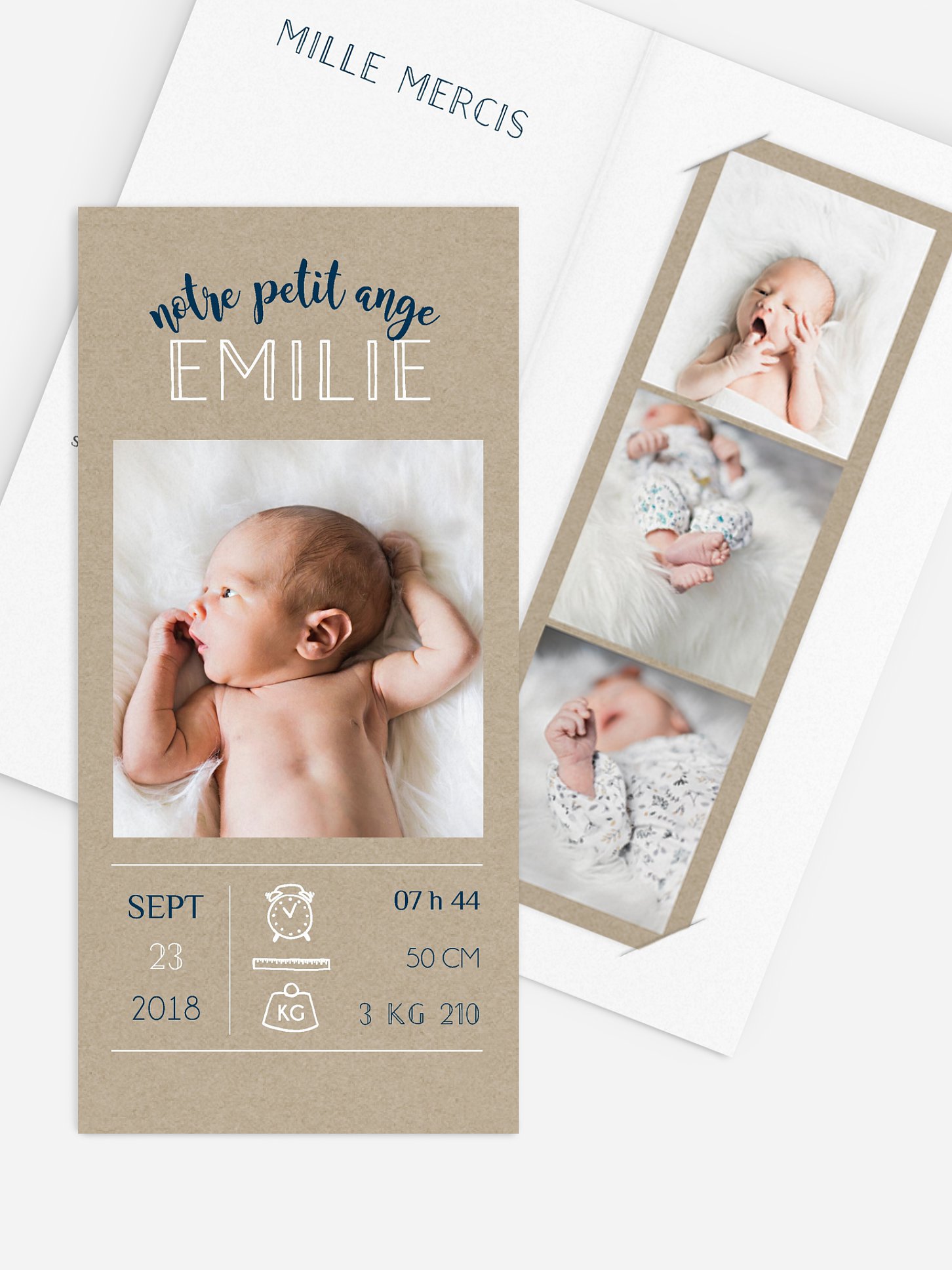 Faire-part naissance Pictos vintage