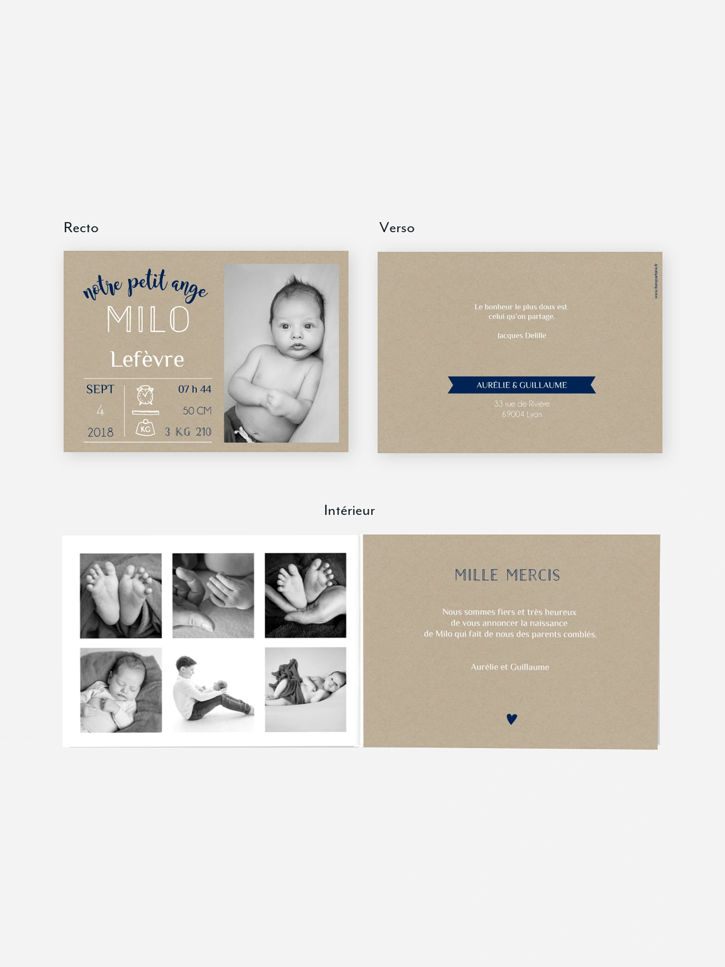 Faire-part naissance Pictos vintage