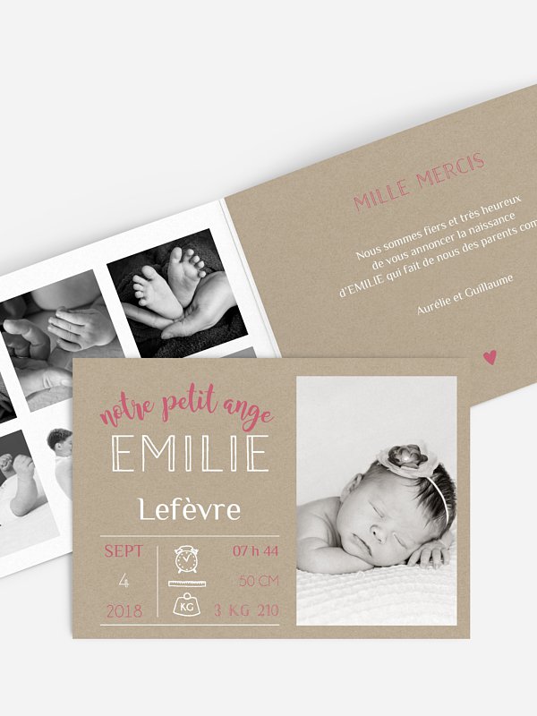 Faire-part naissance Pictos vintage