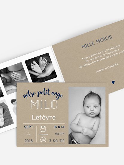 Faire-part naissance Pictos vintage