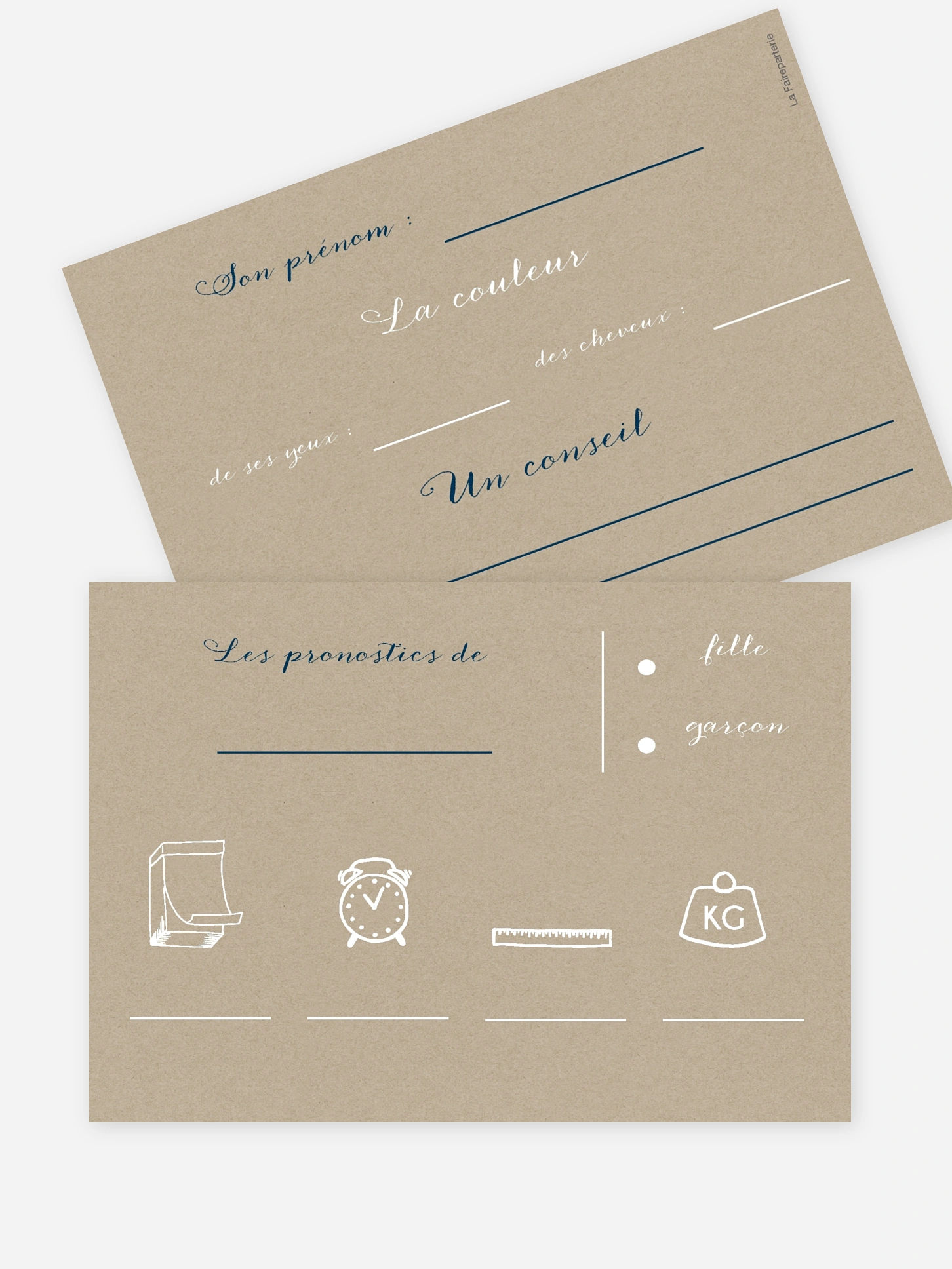 Carte pronostic baby shower Pictos vintage