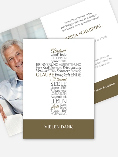 Trauerdanksagung Wortkreuz