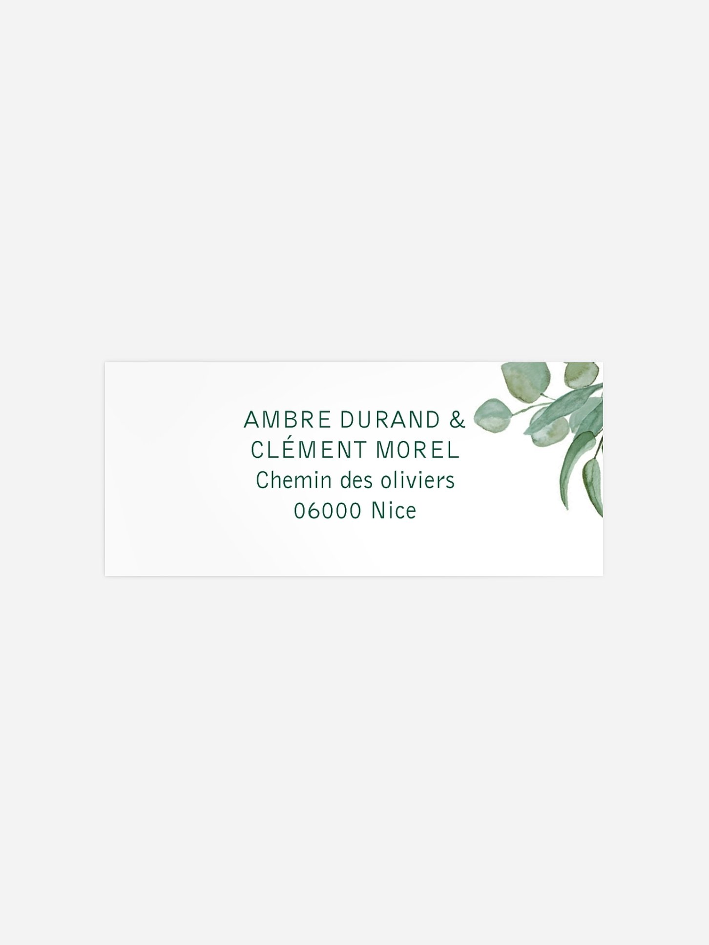 Étiquette expéditeur mariage Eucalyptus