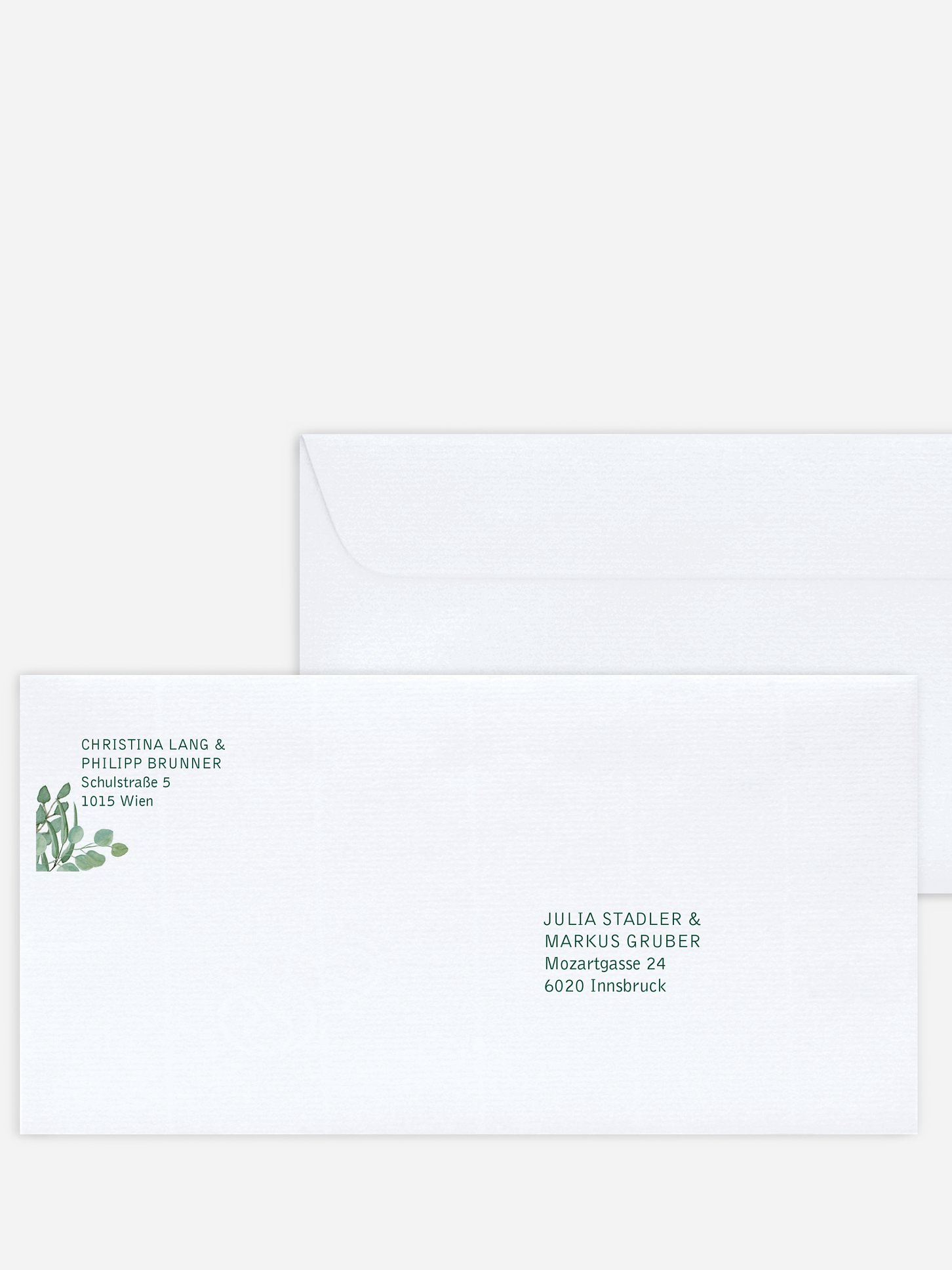 Bedruckter Briefumschlag Hochzeit Eucalyptus