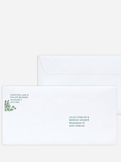 Bedruckter Briefumschlag Hochzeit Eucalyptus