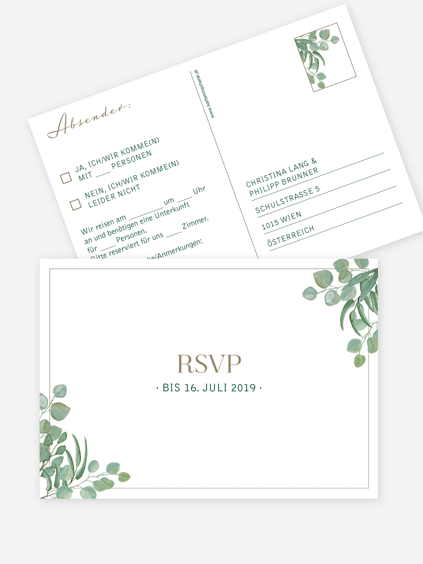 Antwortkarte Hochzeit Eucalyptus