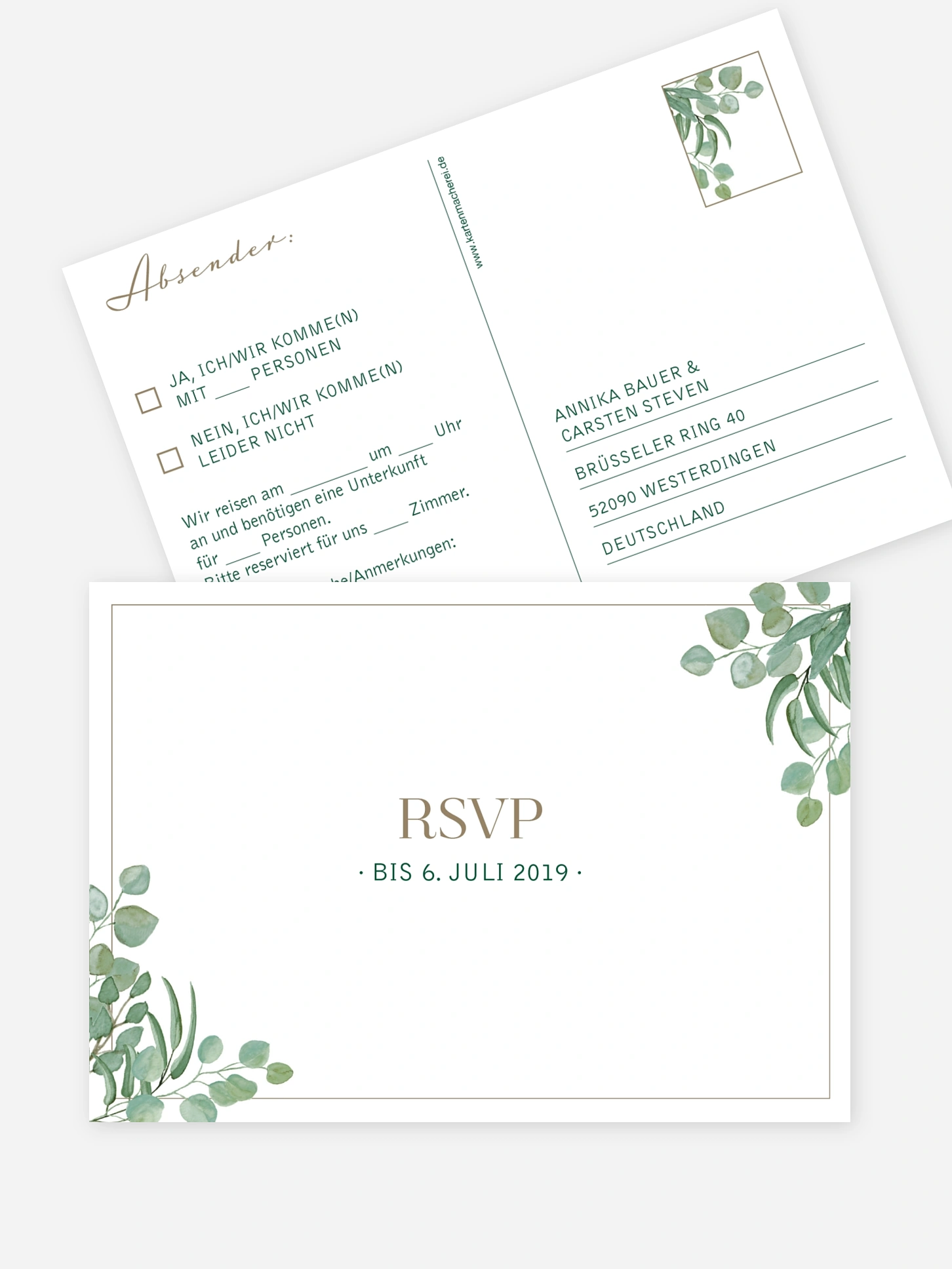 Antwortkarte Hochzeit Eucalyptus