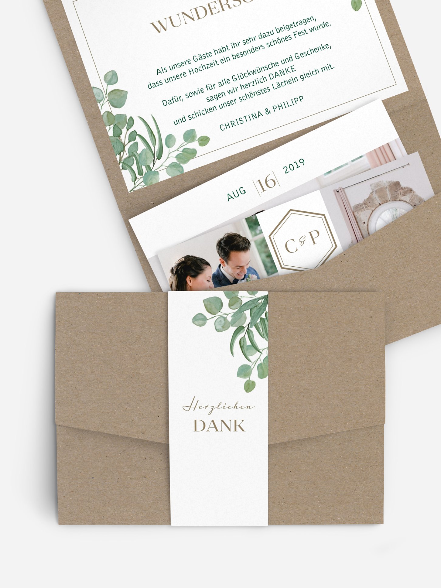 Dankeskarte Hochzeit Eucalyptus