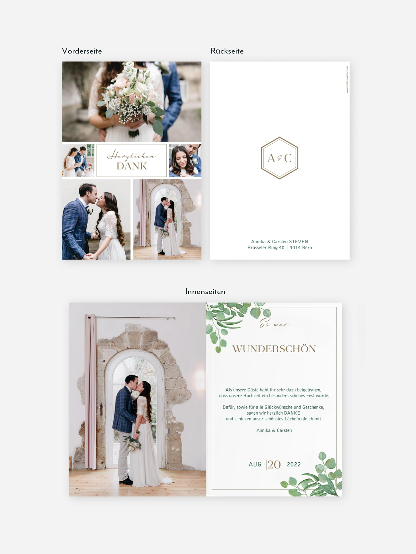 Dankeskarte Hochzeit Eucalyptus