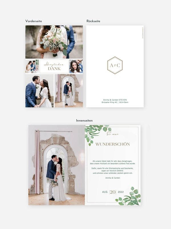 Dankeskarte Hochzeit Eucalyptus