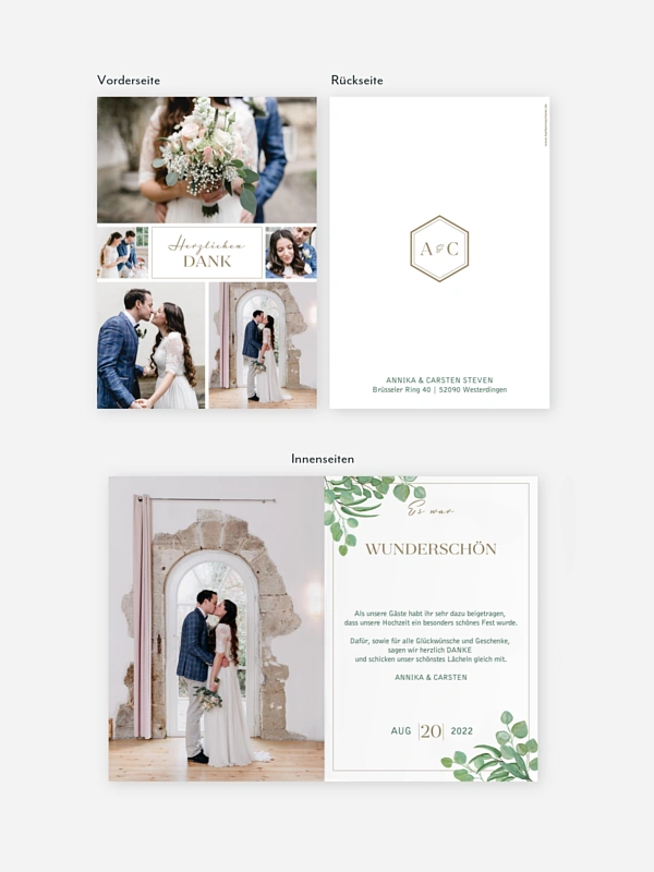 Dankeskarte Hochzeit Eucalyptus