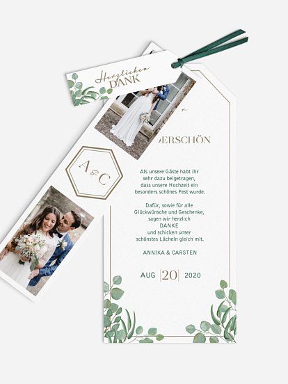 Dankeskarte Hochzeit Eucalyptus