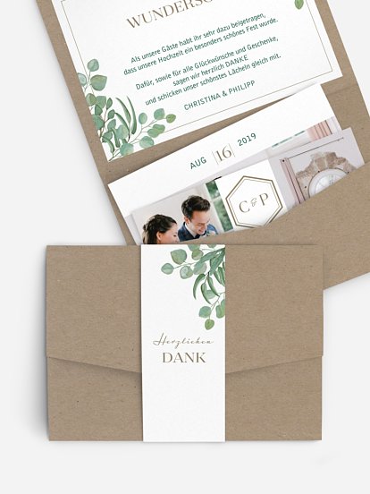 Dankeskarte Hochzeit Eucalyptus