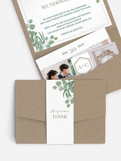 Dankeskarte Hochzeit Eucalyptus