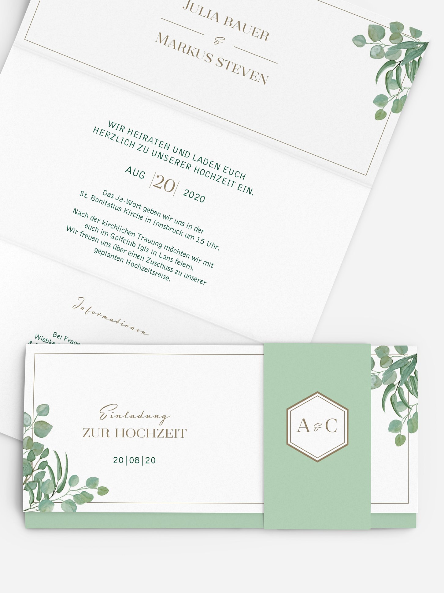 Hochzeitseinladung Eucalyptus